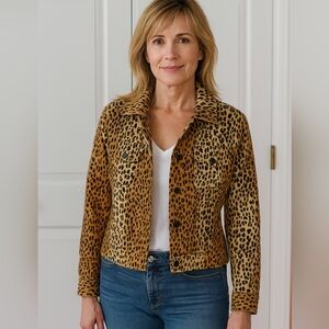 Focus 2000 By Charles Glueck Soft Faux Leopard Jacket Size 6